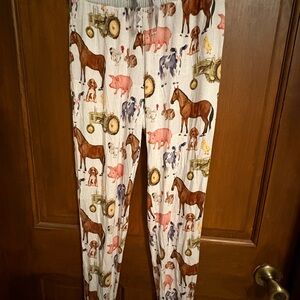 Snuggle Bums Bamboo Mama Joggers Farm Animal Pajama Pants XS Soft Lounge